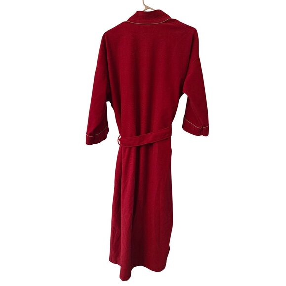 Bill Blass Burgundy Robe One Size Fits All Made In USA Belted Piping Detail Vint - Picture 4 of 4